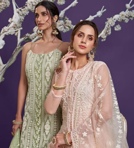 LUCKNOWI 1 - CATALOG # 37591 (SET OF 4 SEMI-STITCHED SUITS)